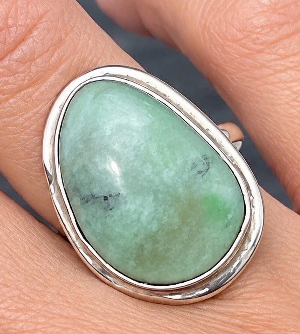 Ruby Fuchsite Ring 925 Sterling Silver Green Gemstone Boho Statement Size 7